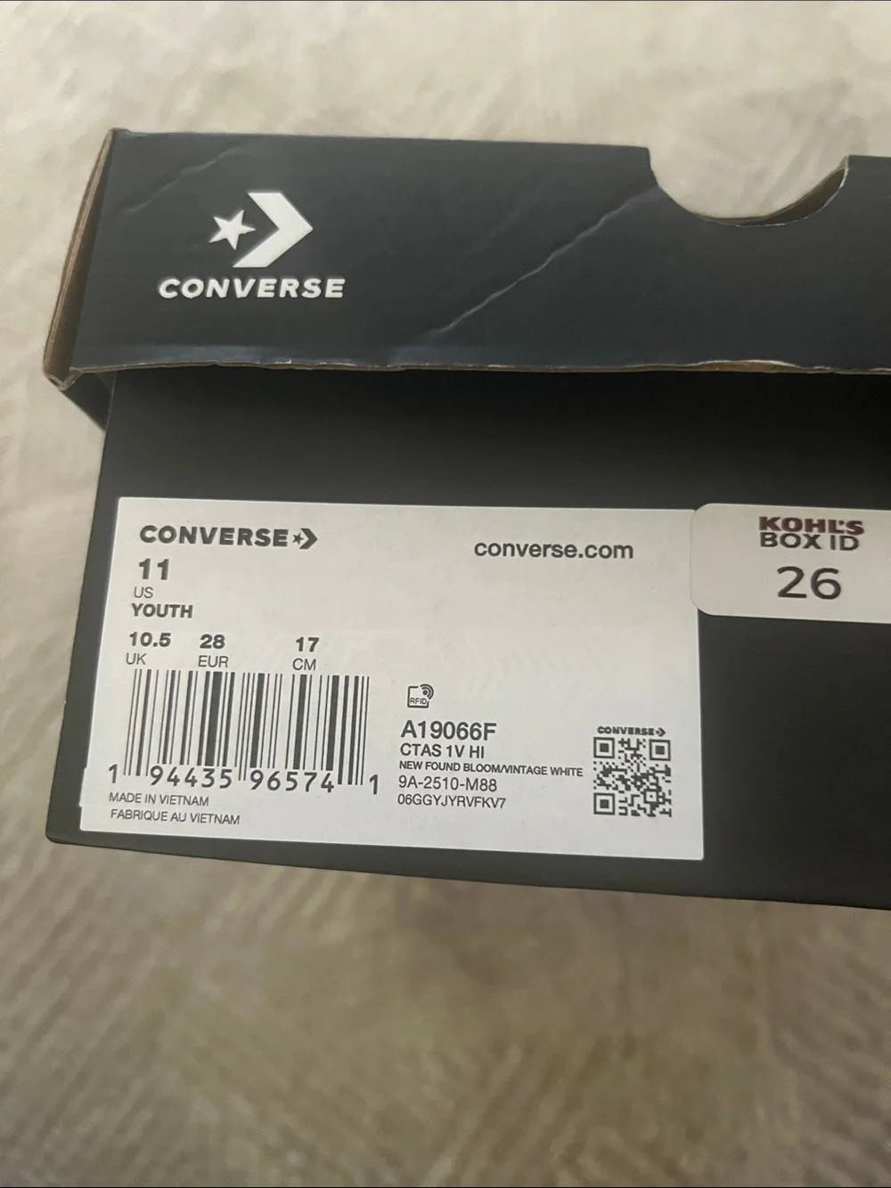 Youth Girl’s Converse CTAS 1V HI Valentine’s Day Sneakers